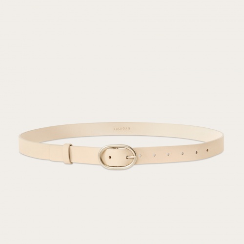 Belt with a round buckle, bright nubuck